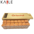 Fashion Design Orange Domino with White Dots in Wooden Box